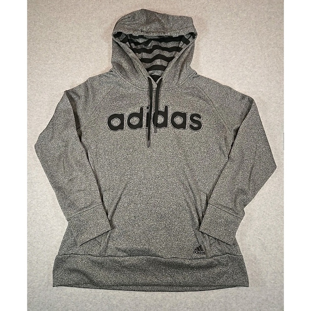 Vintage Adidas Originals Womens Size Large Sweatshirt Hoodie Pullover Gray Black